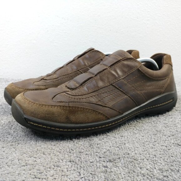 ECCO Mens Size 46 EU Slip On Loafers Brown Leather Shoes Casual Comfort - Picture 1 of 10